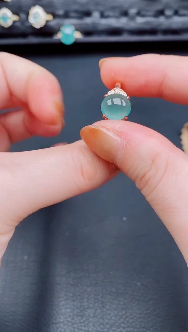 【闪购商品】翡翠戒指银S925镶嵌天然a货翡翠123