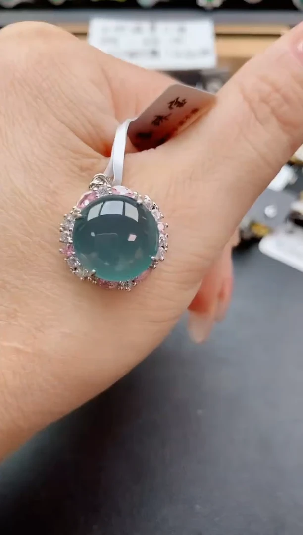 吊坠(赠链)银S925镶嵌翡翠1