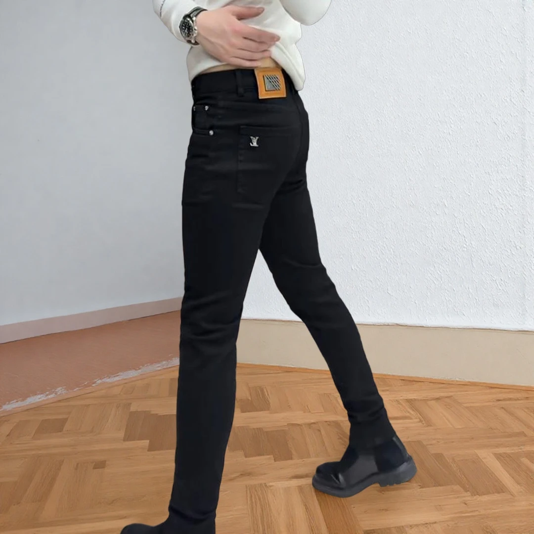 秋季男士宽松黑色牛仔裤男款百搭修身直脚裤秋冬显瘦直筒裤男春秋