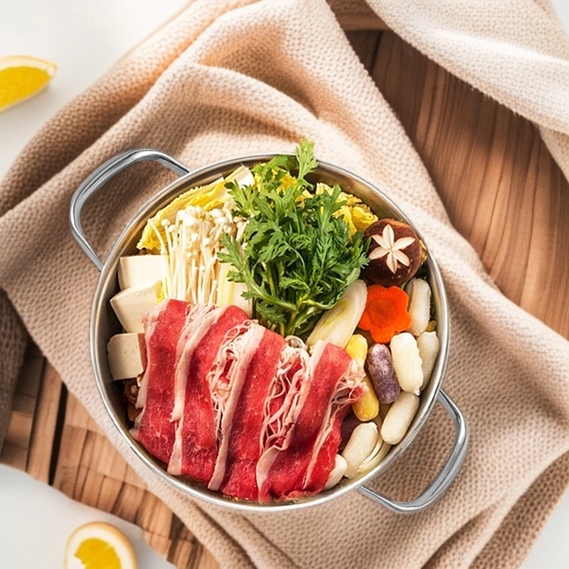 cizzle/喜时【闻道】304加厚不锈钢家用复底火锅28cm涮汤锅厨具