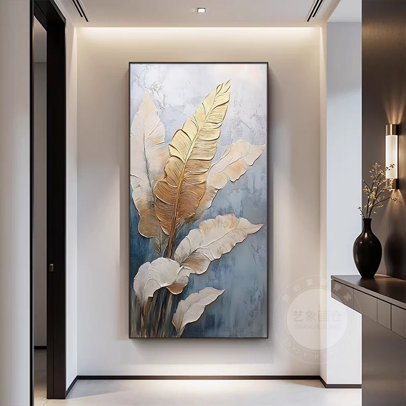 六叶生金入户玄关十字绣家大业大轻奢高端客厅酒店办公室挂画2025