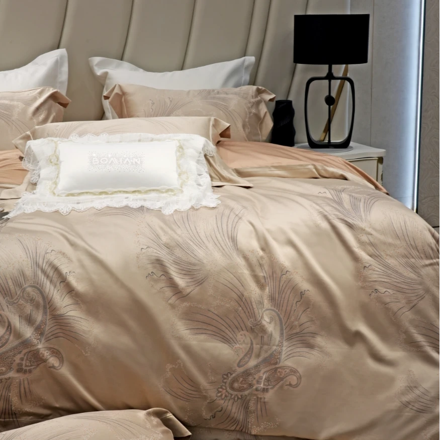 BOMIAN/铂眠 顶奢800T葡萄牙金丝线提花炫彩色埃及长绒棉四件套