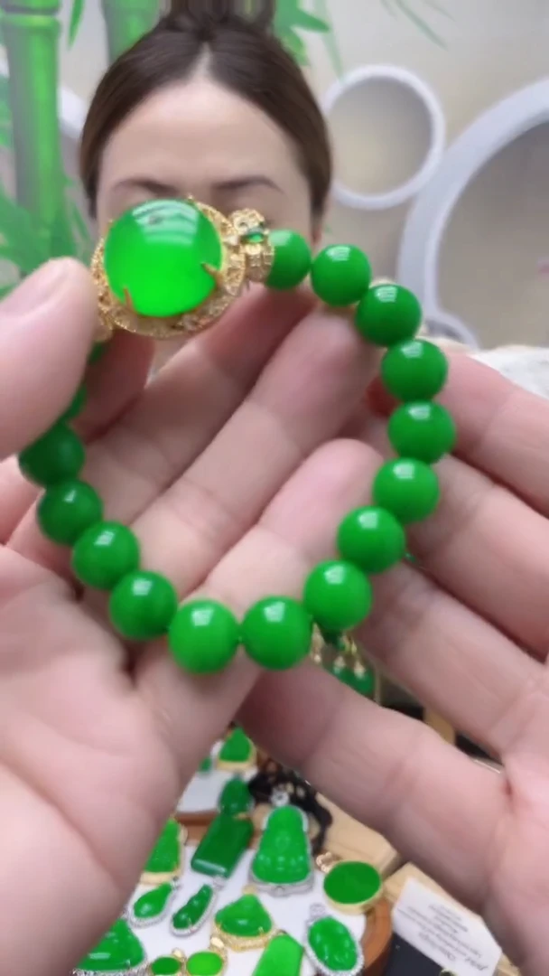 14K金镶嵌手链翡翠C153