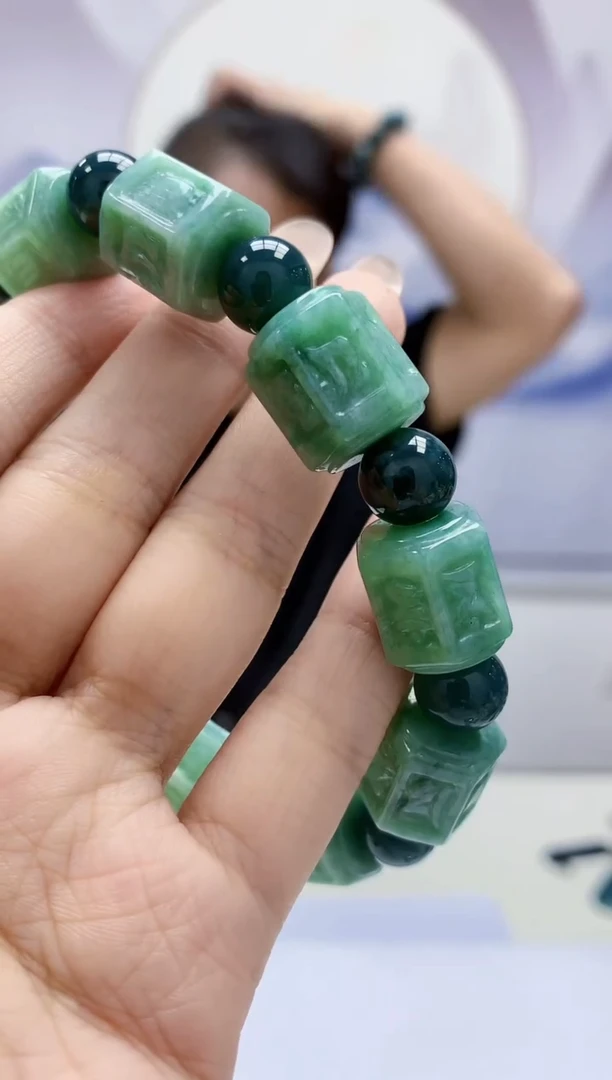 定制翡翠未镶嵌4969xx-毛货手串40