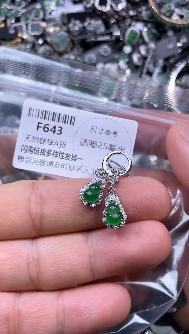 【闪购商品】翡翠颈饰未镶嵌F643耳扣