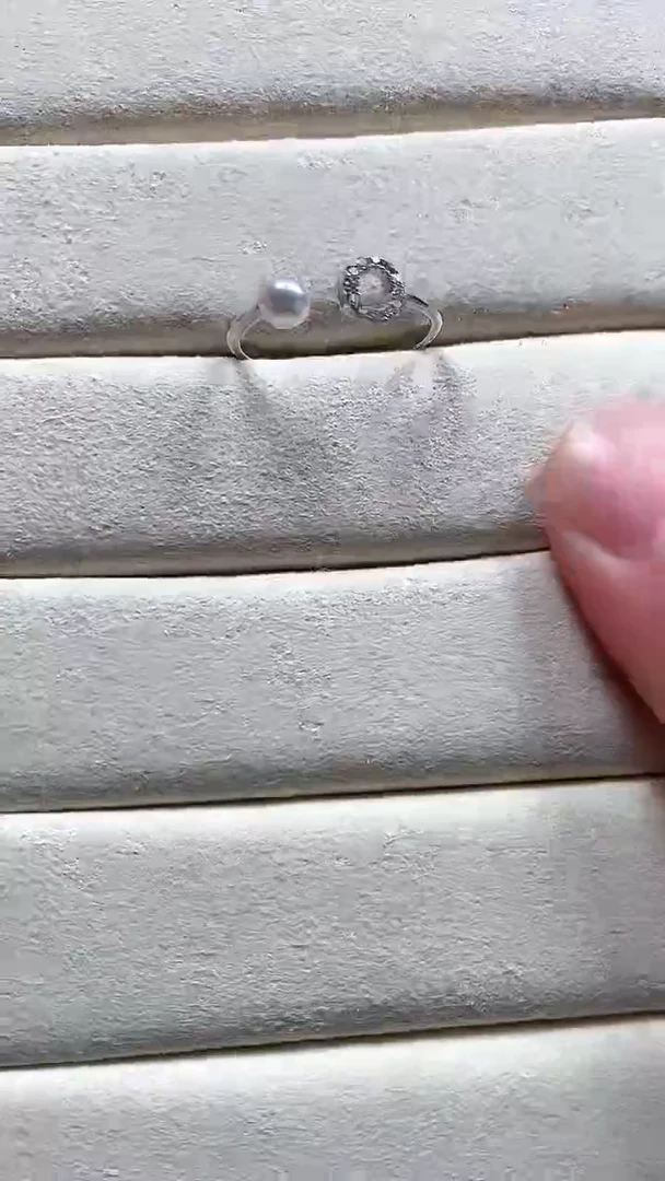 【闪购商品】海水珍珠戒指银S925镶嵌字母O字珍珠戒指