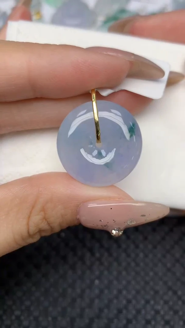 颈饰18K金镶嵌翡翠天然缅甸翡翠a货百元以上9元证书费自理