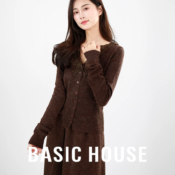 Basic House/百家好2024新款蕾丝氛围感针织长袖显瘦气质高级感