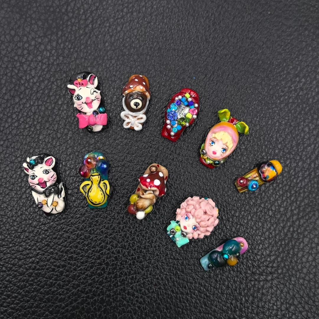 【Dandan出品】萌宠社 纯手工穿戴甲贴片 高级重工设计私定娃娃款