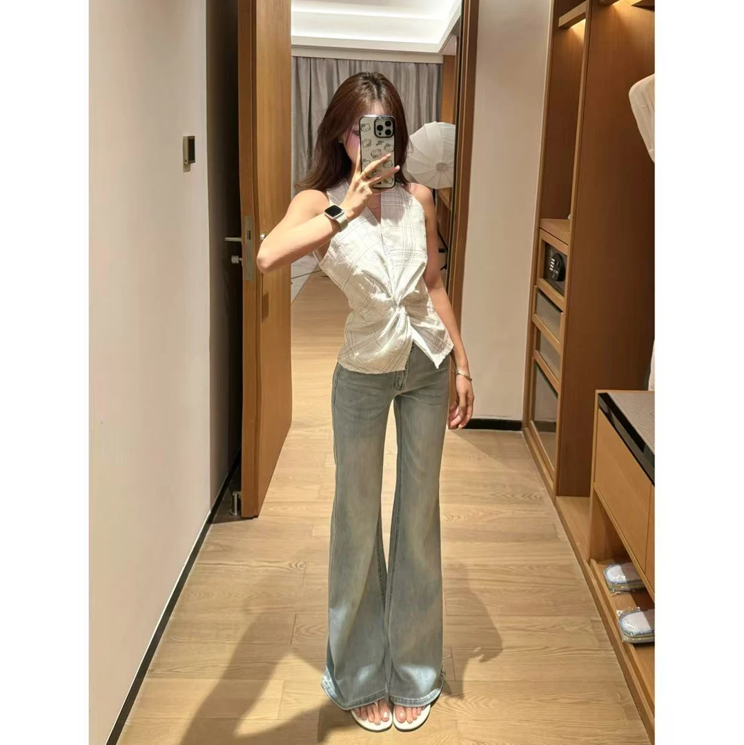 【萱芸芸专属】送腰带辣妹低腰弹力微喇牛仔裤女2025新款显瘦喇叭裤