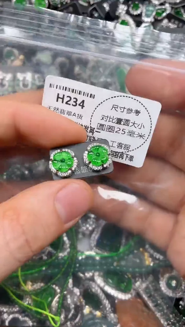 颈饰未镶嵌翡翠H234耳钉