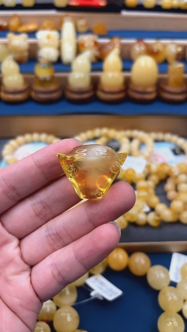 手串蜜蜡未镶嵌p33精品荧光蜜蜡元宝 8.92克