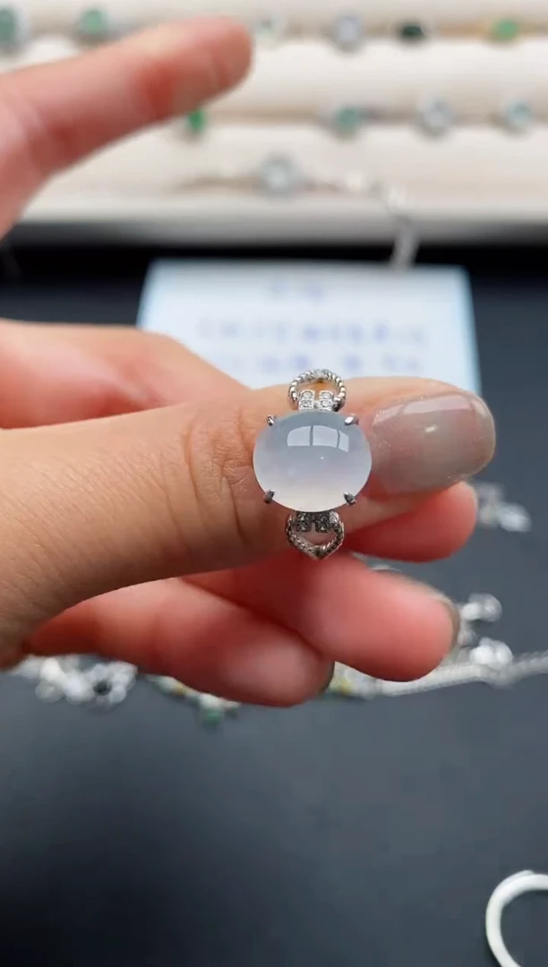 银S925镶嵌戒指翡翠22222222+10