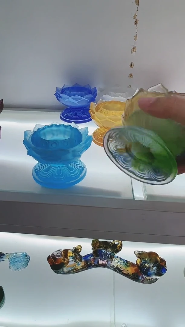 手工艺品琉璃用****0古法琉璃蓝色两件套和彩色两件套