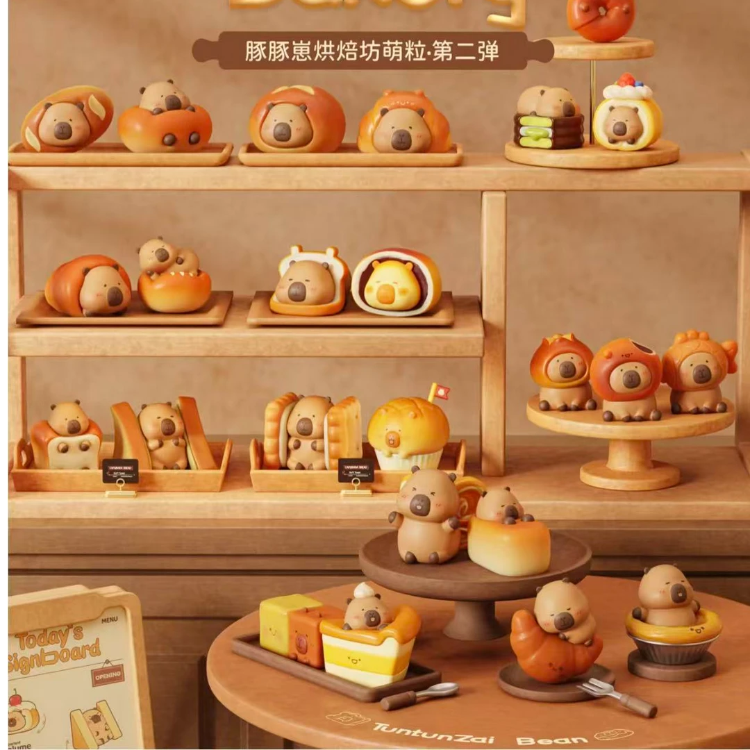 【拆盒】卡皮巴拉豚豚崽烘焙坊第二弹盲盒可爱萌粒盲袋手办桌面摆件