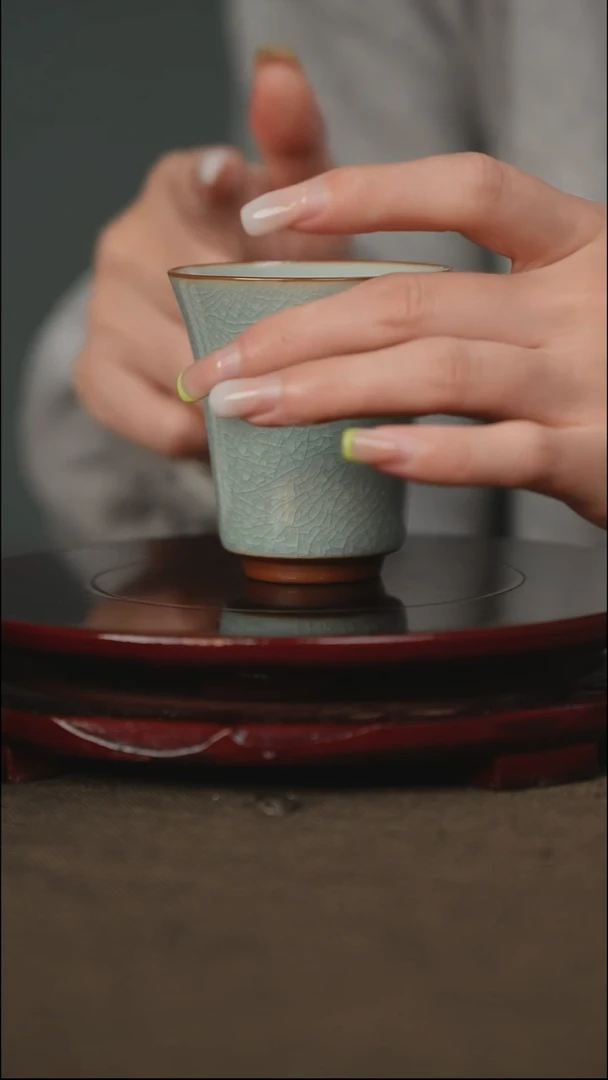鱼鳞冰花 闻香杯 带底款 单只
