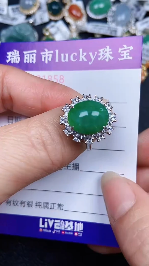 颈饰银S925镶嵌翡翠858