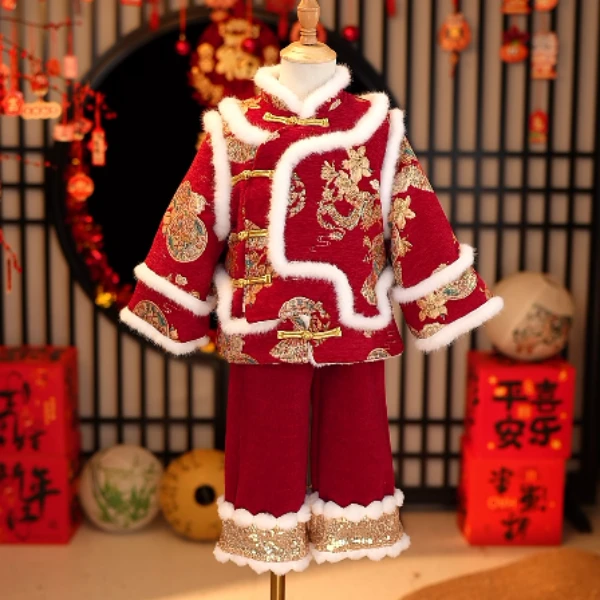 《小刚优选》新中式汉服唐装拜年服中国风加厚宝宝女秋冬喜庆冬季