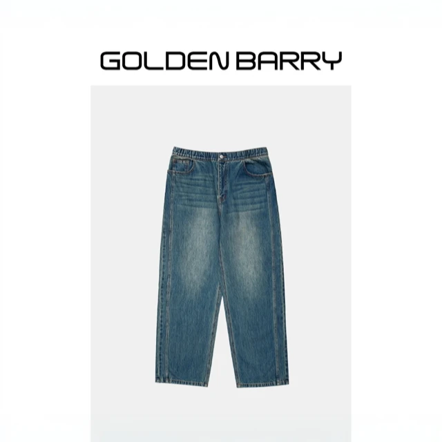 GOLDENBARRY|501117男女松紧腰休闲百搭牛仔长裤