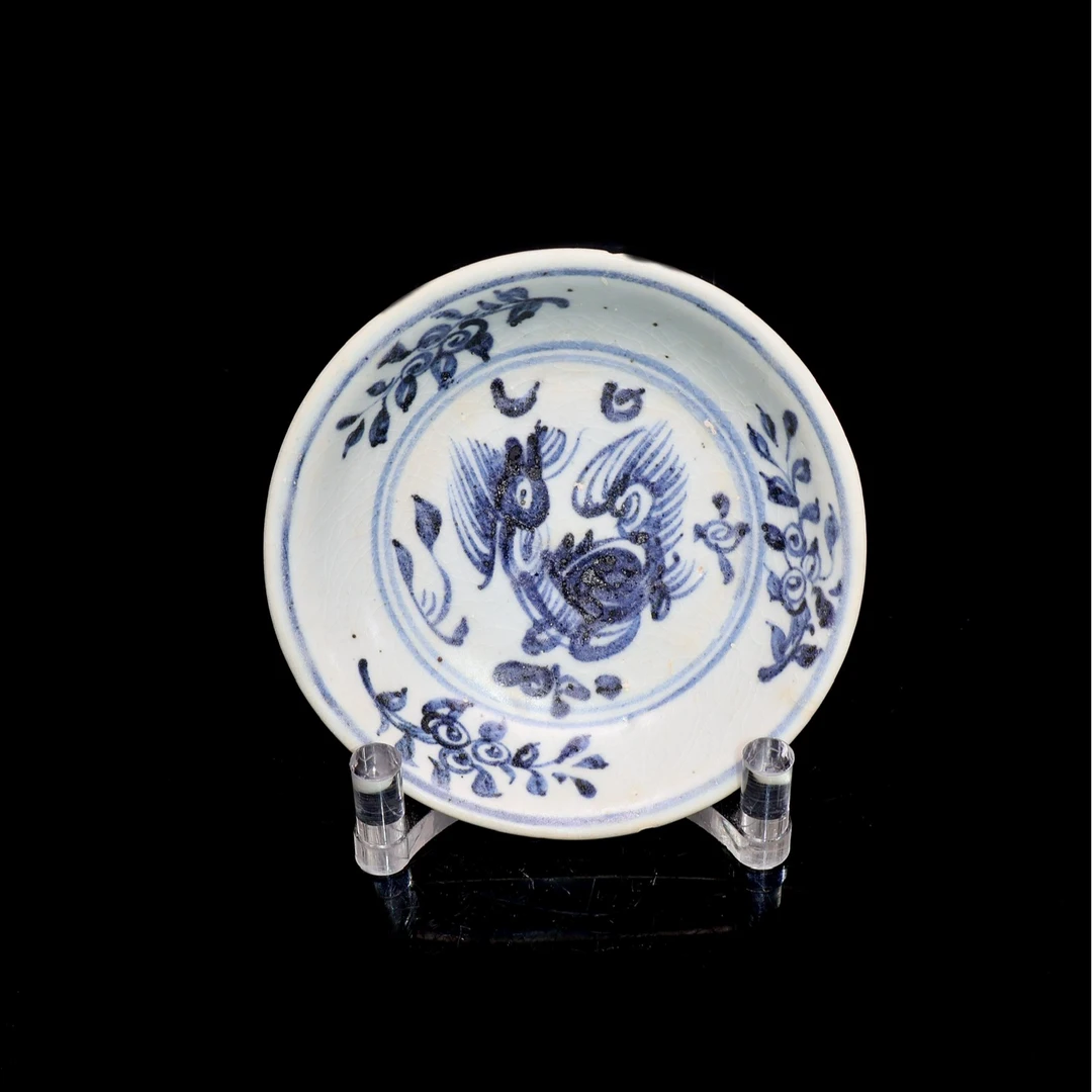 35:明空白期青花麒麟望月纹盘