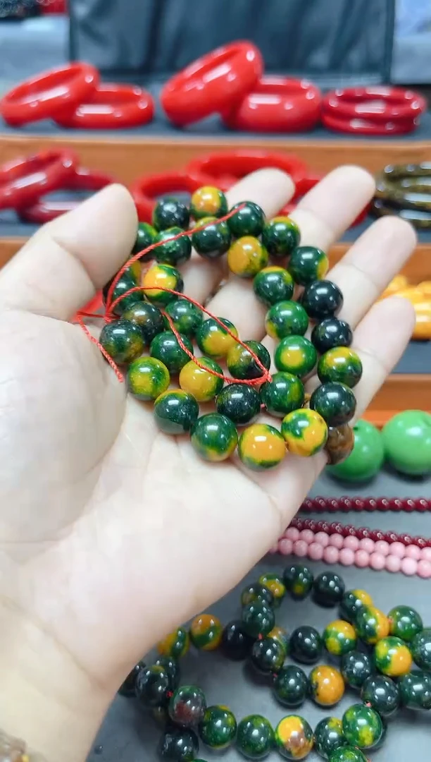 B224号精品绿色圆珠半成品项链