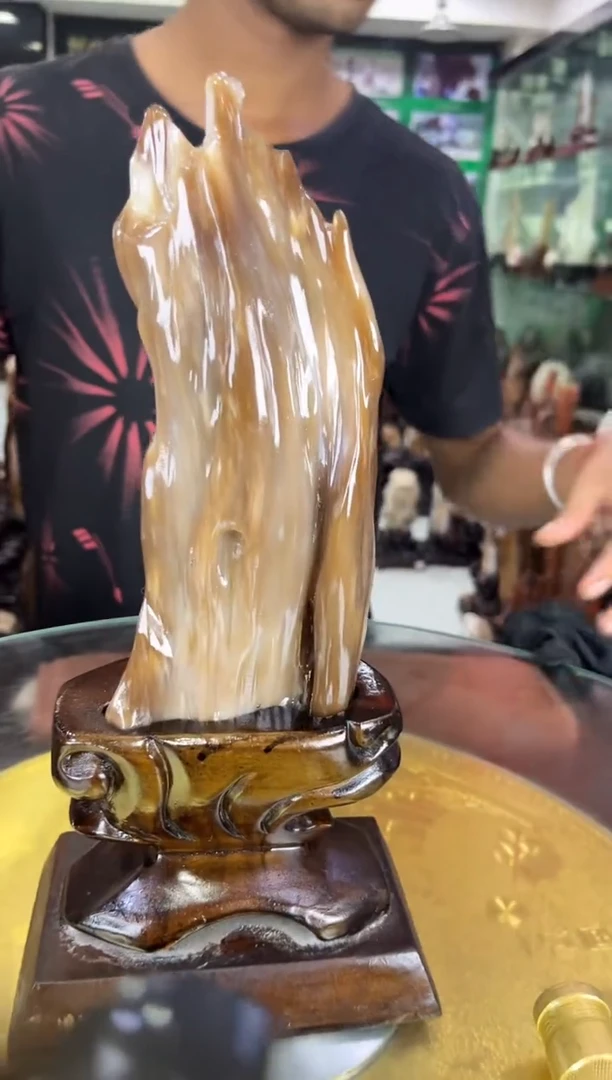 缅甸天然树化玉精品摆件