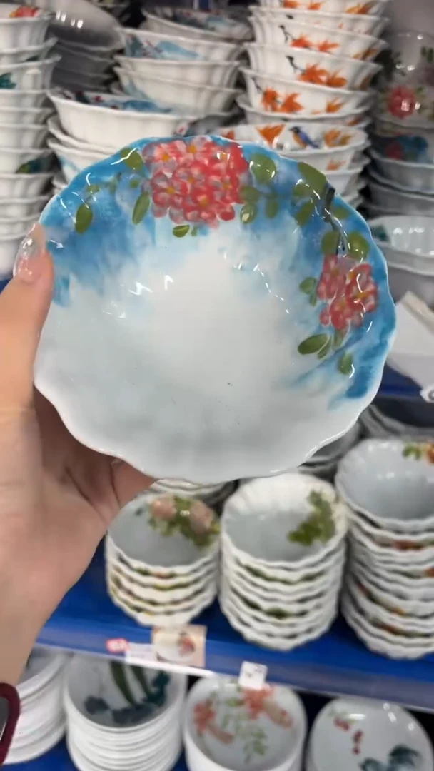 瓷片景德镇高温陶瓷食品级手绘釉中彩-花边碗
