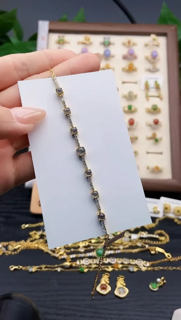 银S925镶嵌手链翡翠12