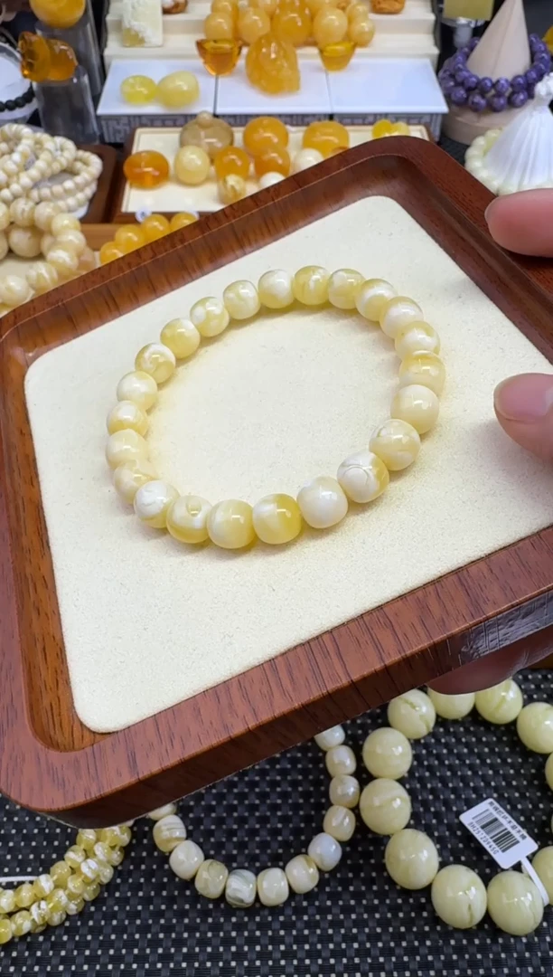 裸石琥珀未镶嵌宝衡 遇龙见白T2 金瓷白妖孽毕业 9.5mm