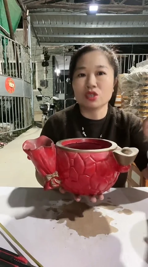 瑕疵树脂红色花盆