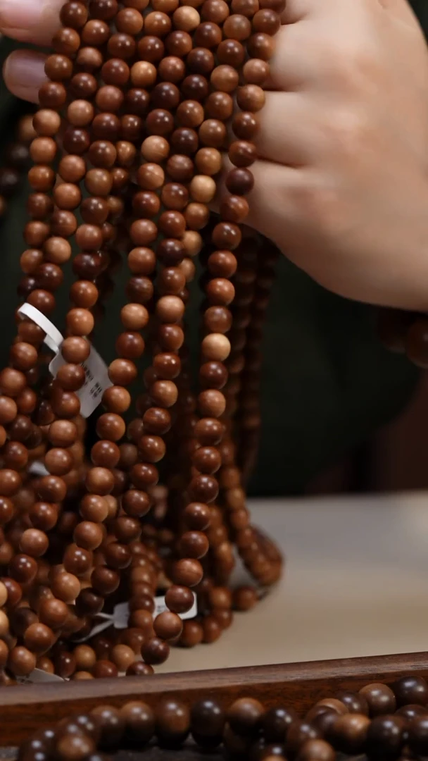 檀香木手串/手链老山檀香0.8圆珠多圈108颗红肉留疤