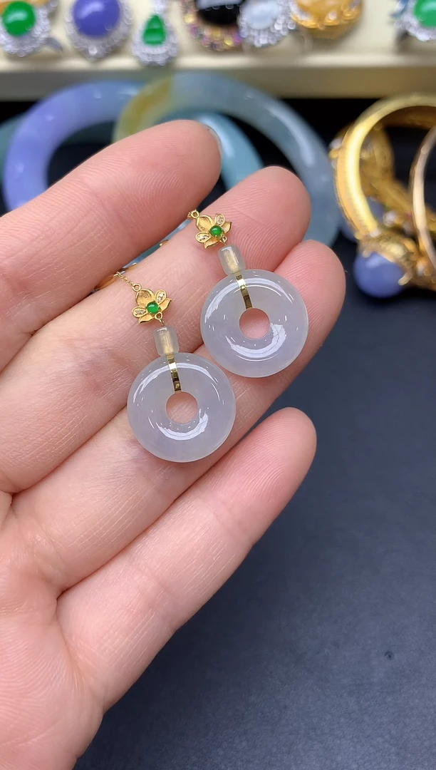 18K金镶嵌翡翠耳饰76-雪姐翡翠天天见