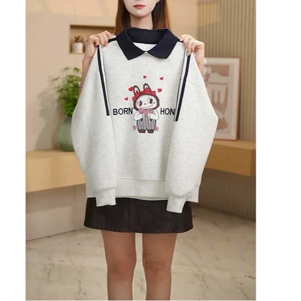 女童卫衣春秋款2025新款洋气女孩衣服卡通刺绣儿童秋装上衣Q63120