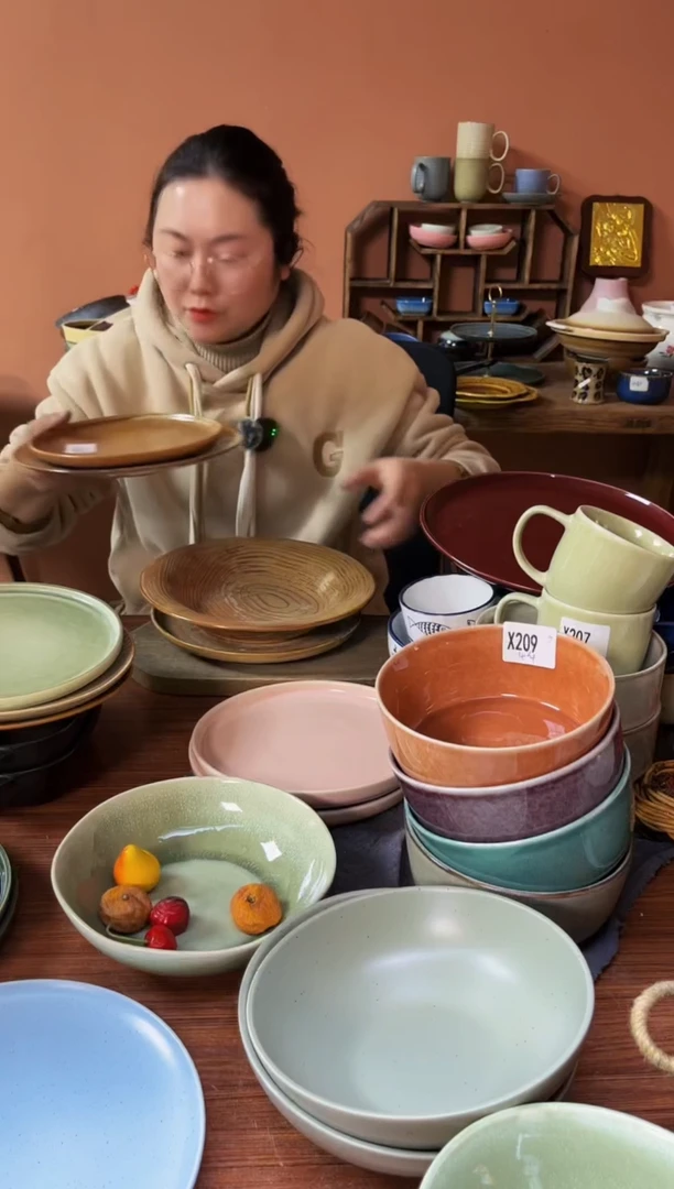 【闪购商品】碗X217 陶瓷粗陶四件套微瑕