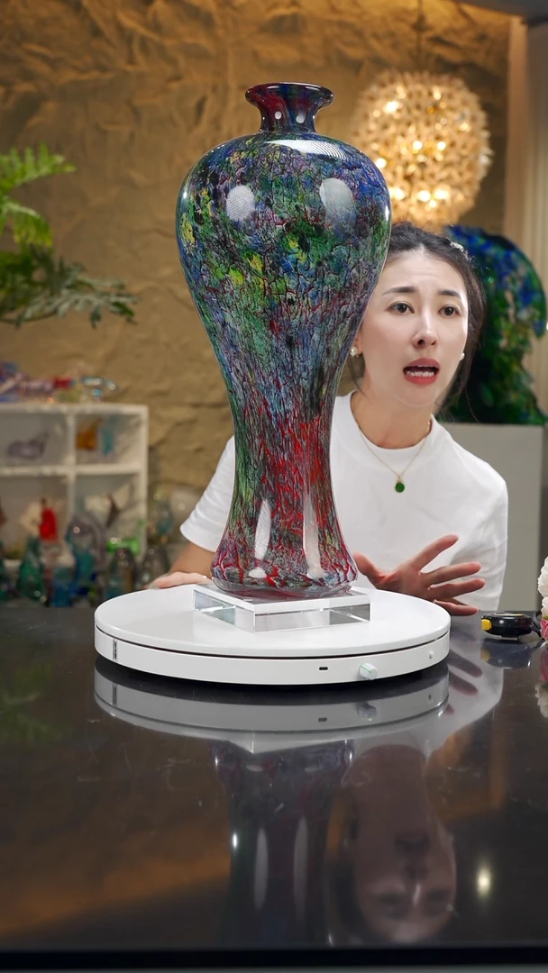 老琉璃设计款美人瓶微瑕不退换带14*14底座