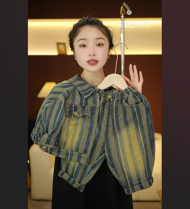 2025春季新款港风复古时尚牛仔百搭男女宝潮流重工韩版外套22213
