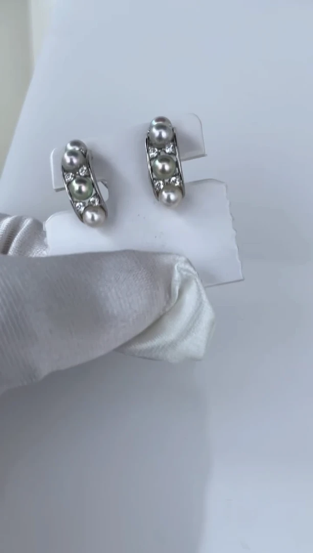 银S925镶嵌耳钉海水珍珠多样性发其一