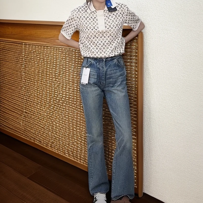 全新未使用 Celine/思琳 水洗牛仔喇叭裤 蓝色/28