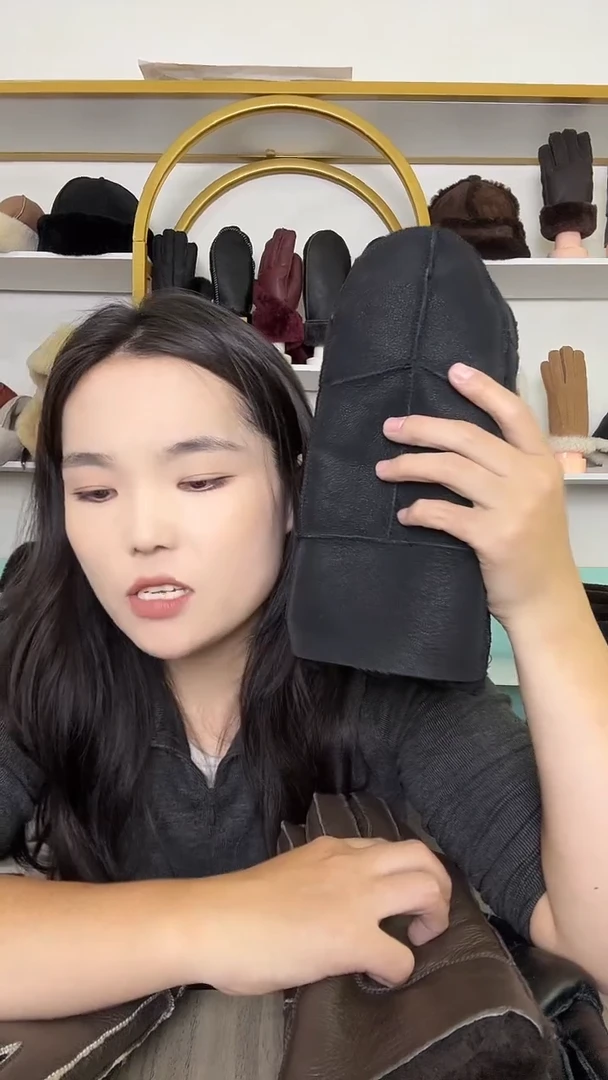 羊皮碎背黑色加厚手闷羊皮毛一体