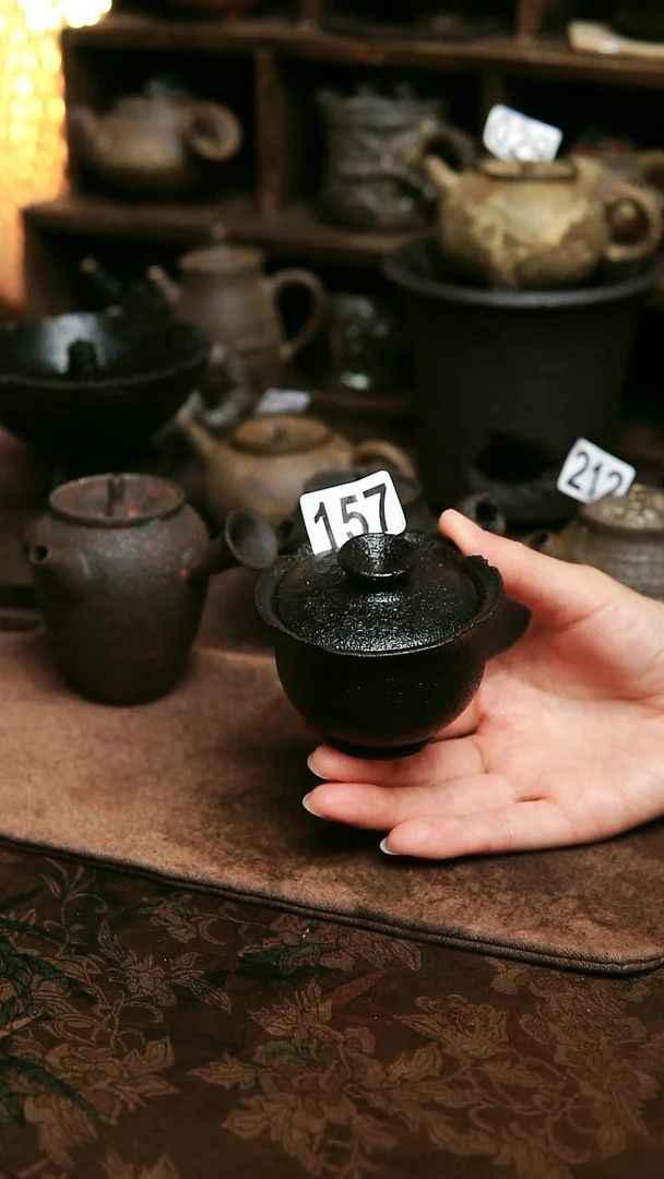 紫砂全手工侘寂残破边盖碗75-80毫升