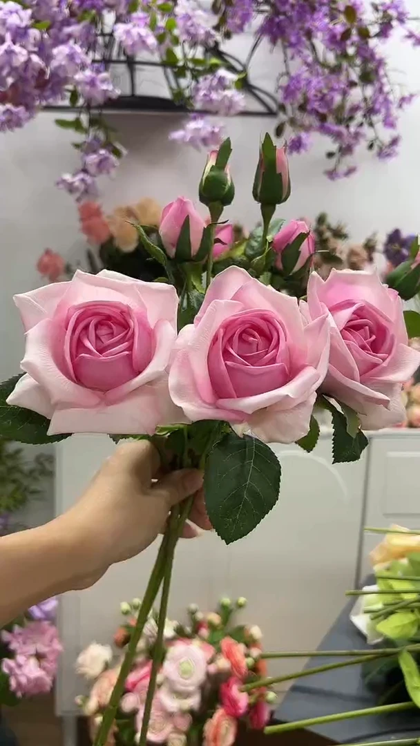 3枝粉色手感保湿妃子玫