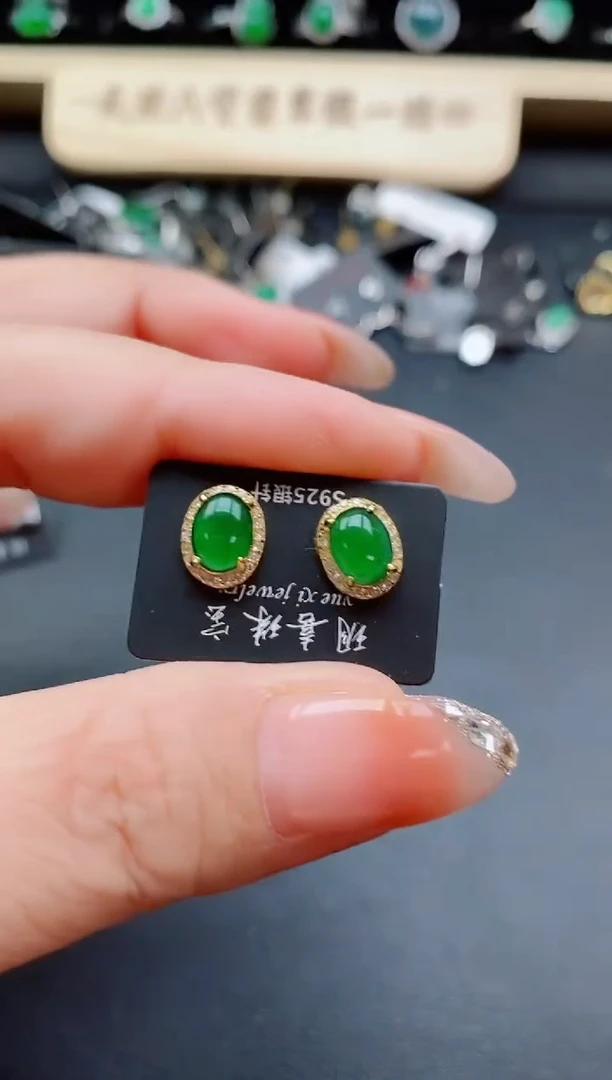 银S925镶嵌戒指翡翠1