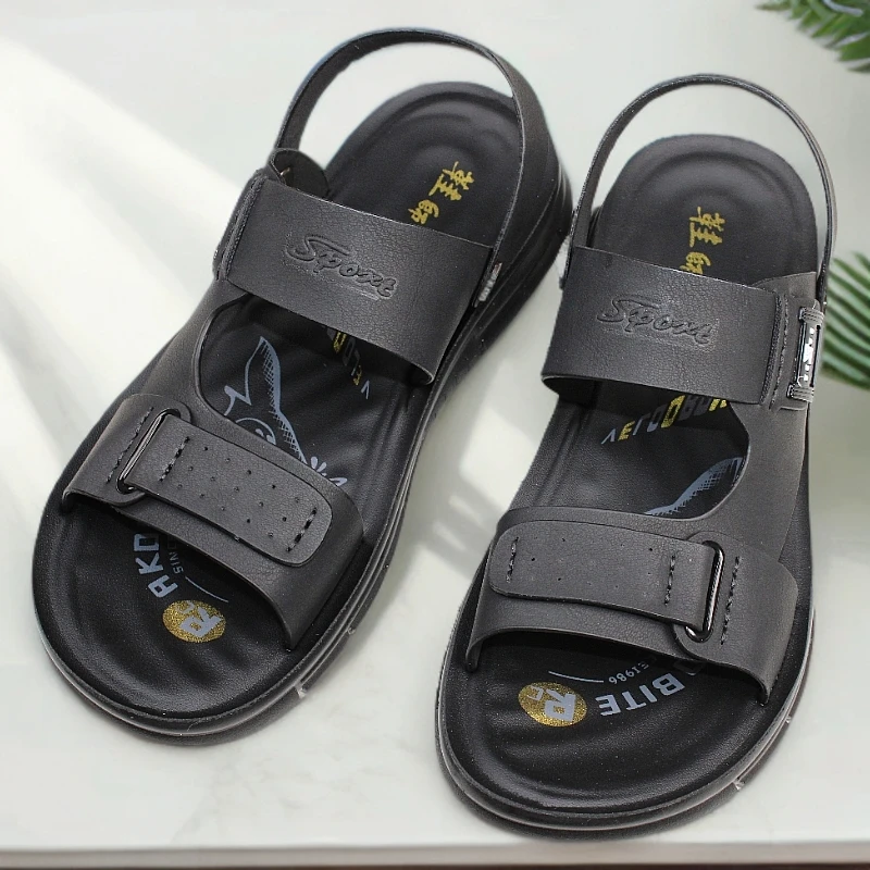 二哥男牛皮沙滩鞋真皮凉鞋男款男式舒适时尚夏季透气软底837