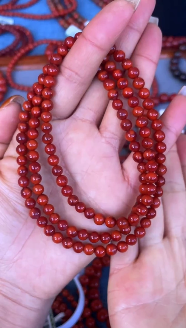 未镶嵌手串南红玛瑙N71凉山瓦西料双色锦红多圈