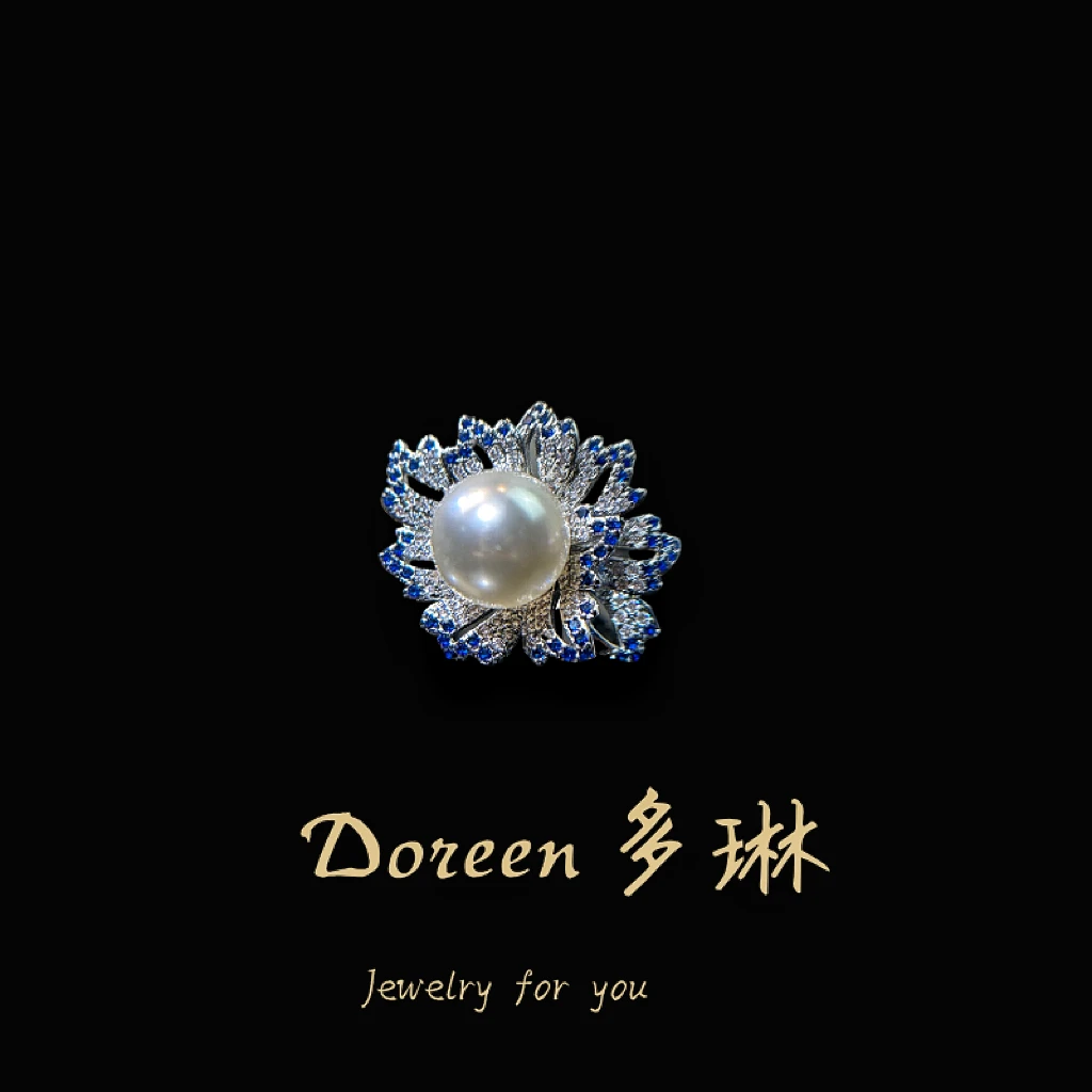 铜合金戒指 白色珠珠拼蓝星戒指HM8255