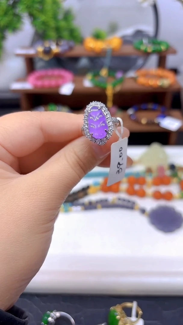 银S925镶嵌戒指翡翠J127