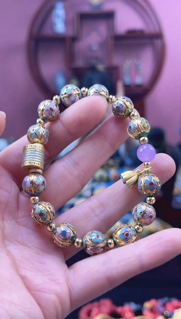 非遗 景泰蓝 金地 手串 瓜棱 1.0