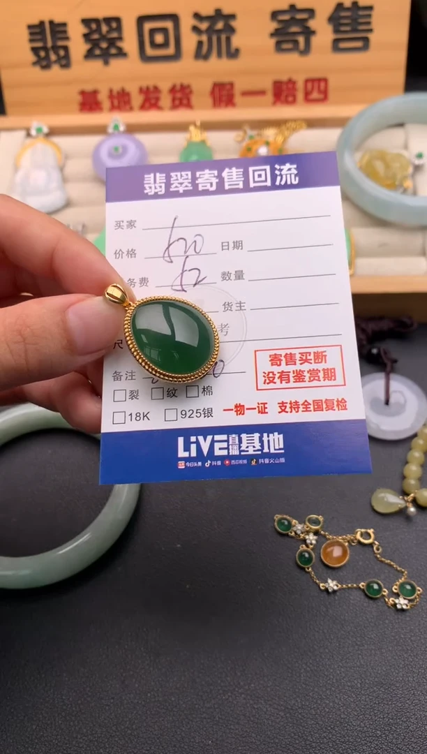 颈饰银S925镶嵌翡翠10146086