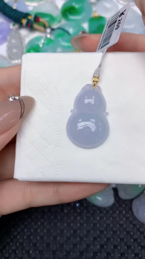 颈饰18K金镶嵌翡翠天然缅甸翡翠a货百元以上9元证书费自理