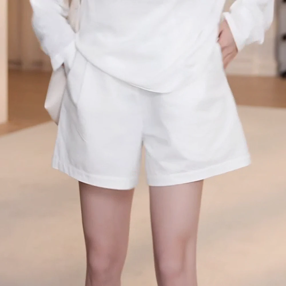 显瘦气质松紧腰头休闲短裤女2025夏季新款阔腿裤白色裤子外穿宽松